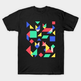 Geometric Cats Colorful Abstract Retro Design T-Shirt